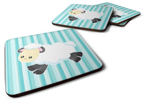 Load image into Gallery viewer, Sheep on Blue Stripes Foam Coaster  BB6873FC