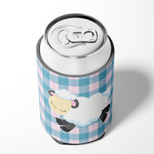 Load image into Gallery viewer, Sheep on Blue Gingham Can or Bottle Hugger BB6874CC