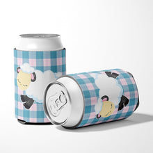 Load image into Gallery viewer, Sheep on Blue Gingham Can or Bottle Hugger BB6874CC