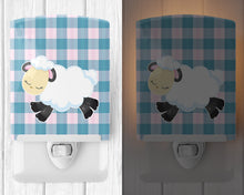 Load image into Gallery viewer, Sheep on Blue Gingham Ceramic Night Light BB6874CNL