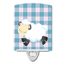 Load image into Gallery viewer, Sheep on Blue Gingham Ceramic Night Light BB6874CNL