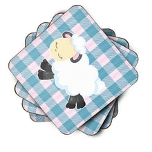 Load image into Gallery viewer, Sheep on Blue Gingham Foam Coaster  BB6874FC