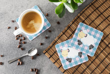 Load image into Gallery viewer, Sheep on Blue Gingham Foam Coaster  BB6874FC