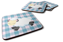 Load image into Gallery viewer, Sheep on Blue Gingham Foam Coaster  BB6874FC