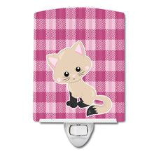 Load image into Gallery viewer, Kitten Cat on Pink Ceramic Night Light BB6886CNL