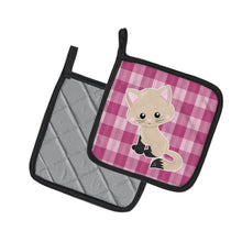 Load image into Gallery viewer, Kitten Cat on Pink Pot Holders - Set of 2 - Heat-Resistant Kitchen Essentials BB6886PTHD