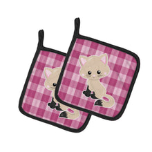 Load image into Gallery viewer, Kitten Cat on Pink Pot Holders - Set of 2 - Heat-Resistant Kitchen Essentials BB6886PTHD