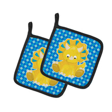 Load image into Gallery viewer, Triceratops Dinosaur Pot Holders - Set of 2 - Heat-Resistant Kitchen Essentials BB6894PTHD