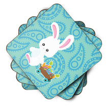 Load image into Gallery viewer, Easter Rabbit Paisley Blue Foam Coaster  BB6898FC