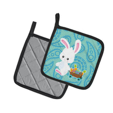 Load image into Gallery viewer, Easter Rabbit Paisley Blue Pot Holders - Set of 2 - Heat-Resistant Kitchen Essentials BB6898PTHD