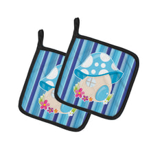 Load image into Gallery viewer, Fairy House Blue Stripes Pot Holders - Set of 2 - Heat-Resistant Kitchen Essentials BB6911PTHD