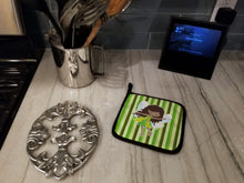 Load image into Gallery viewer, Fairy Green Stripes Pot Holders - Set of 2 - Heat-Resistant Kitchen Essentials BB6912PTHD