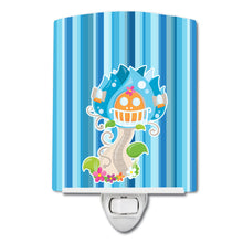 Load image into Gallery viewer, Fairy House Blue Stripes Ceramic Night Light BB6914CNL
