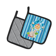 Load image into Gallery viewer, Fairy House Blue Stripes Pot Holders - Set of 2 - Heat-Resistant Kitchen Essentials BB6914PTHD