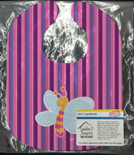 Load image into Gallery viewer, Dragonfly in Pink Stripes Baby Bib BB6916BIB