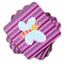 Load image into Gallery viewer, Dragonfly in Pink Stripes Foam Coaster  BB6916FC