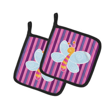 Load image into Gallery viewer, Dragonfly in Pink Stripes Pot Holders - Set of 2 - Heat-Resistant Kitchen Essentials BB6916PTHD