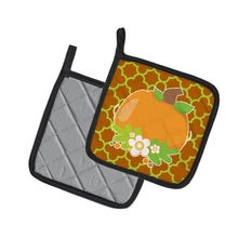 Load image into Gallery viewer, Fall Pumpkin Orange Quatrfoil Pot Holders - Set of 2 - Heat-Resistant Kitchen Essentials BB6919PTHD