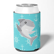 Load image into Gallery viewer, Shark on Blue Nautical Can or Bottle Hugger BB6940CC