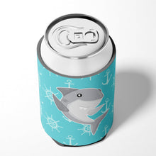 Load image into Gallery viewer, Shark on Blue Nautical Can or Bottle Hugger BB6940CC