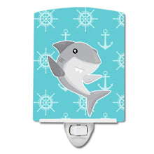 Load image into Gallery viewer, Shark on Blue Nautical Ceramic Night Light BB6940CNL