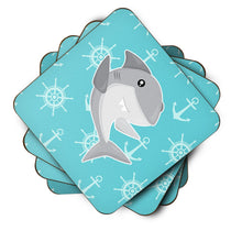Load image into Gallery viewer, Shark on Blue Nautical Foam Coaster  BB6940FC