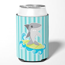Load image into Gallery viewer, Surfin Shark on Stripes Can or Bottle Hugger BB6942CC