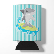Load image into Gallery viewer, Surfin Shark on Stripes Can or Bottle Hugger BB6942CC