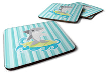 Load image into Gallery viewer, Surfin Shark on Stripes Foam Coaster  BB6942FC