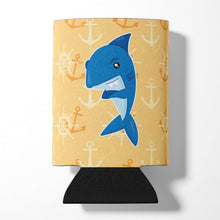 Load image into Gallery viewer, Shark on Beige Nautical Can or Bottle Hugger BB6946CC