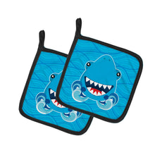 Load image into Gallery viewer, Shark Open Wide in Waves Pot Holders - Set of 2 - Heat-Resistant Kitchen Essentials BB6947PTHD