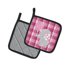 Load image into Gallery viewer, Elephant with Pink Balloon Pot Holders - Set of 2 - Heat-Resistant Kitchen Essentials BB6948PTHD