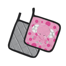 Load image into Gallery viewer, Elephant with Pink Polkadots Pot Holders - Set of 2 - Heat-Resistant Kitchen Essentials BB6949PTHD