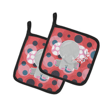 Load image into Gallery viewer, Elephant Lots of Polkadots Pot Holders - Set of 2 - Heat-Resistant Kitchen Essentials BB6951PTHD