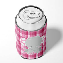 Load image into Gallery viewer, Elephant Pink Gingham Can or Bottle Hugger BB6952CC