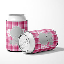 Load image into Gallery viewer, Elephant Pink Gingham Can or Bottle Hugger BB6952CC