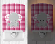Load image into Gallery viewer, Elephant Pink Gingham Ceramic Night Light BB6952CNL