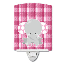 Load image into Gallery viewer, Elephant Pink Gingham Ceramic Night Light BB6952CNL