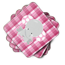 Load image into Gallery viewer, Elephant Pink Gingham Foam Coaster  BB6952FC