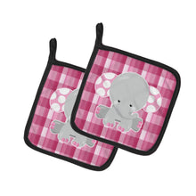 Load image into Gallery viewer, Elephant Pink Gingham Pot Holders - Set of 2 - Heat-Resistant Kitchen Essentials BB6952PTHD