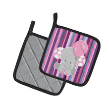Load image into Gallery viewer, Elephant on Stripes Pot Holders - Set of 2 - Heat-Resistant Kitchen Essentials BB6954PTHD