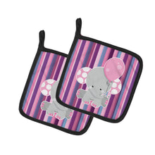Load image into Gallery viewer, Elephant on Stripes Pot Holders - Set of 2 - Heat-Resistant Kitchen Essentials BB6954PTHD