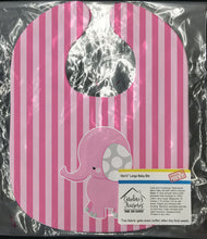 Load image into Gallery viewer, Elephant on Pink Stripes Baby Bib BB6955BIB