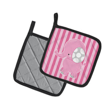 Load image into Gallery viewer, Elephant on Pink Stripes Pot Holders - Set of 2 - Heat-Resistant Kitchen Essentials BB6955PTHD