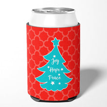 Load image into Gallery viewer, Christmas Tree Red Teal Can or Bottle Hugger BB6969CC