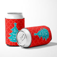 Load image into Gallery viewer, Christmas Tree Red Teal Can or Bottle Hugger BB6969CC