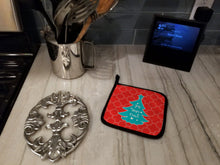 Load image into Gallery viewer, Christmas Tree Red Teal Pot Holders - Set of 2 - Heat-Resistant Kitchen Essentials BB6969PTHD