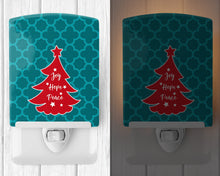 Load image into Gallery viewer, Christmas Tree Teal Red Ceramic Night Light BB6970CNL