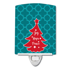 Load image into Gallery viewer, Christmas Tree Teal Red Ceramic Night Light BB6970CNL