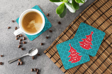 Load image into Gallery viewer, Christmas Tree Teal Red Foam Coaster  BB6970FC